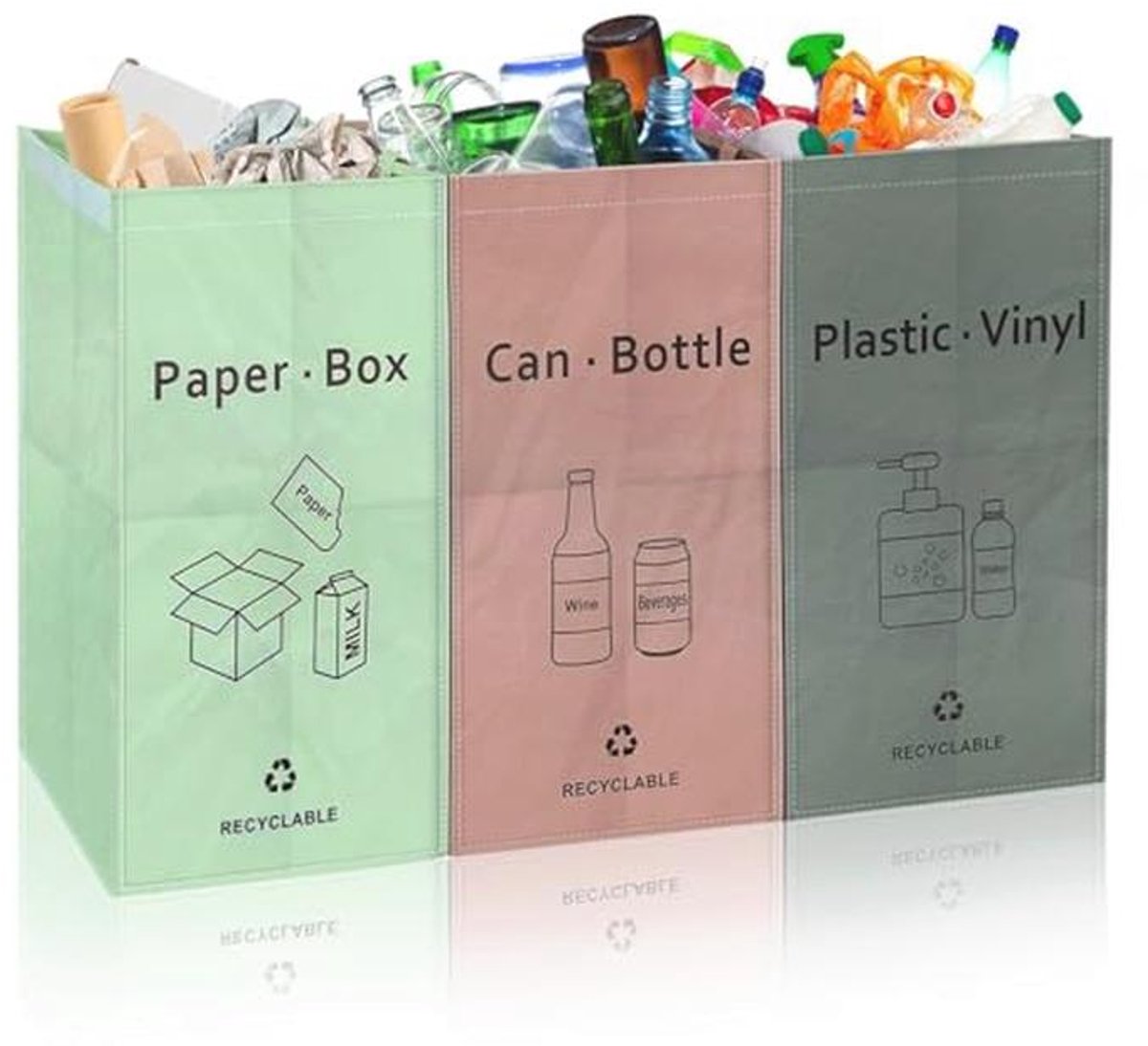 Herbruikbare 54L Recyclingzakken - Waterdichte Afvalzakken voor Binnen en Buiten