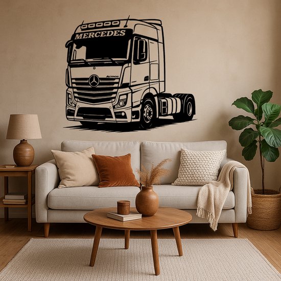 BR2Laser Mercedes-Benz Actros – Décoration murale – Bois découpé au laser – Art de camion – 55 cm de haut