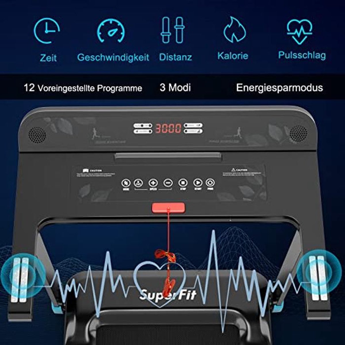 Inklapbare Elektrische Loopband 12 Programma's, Bluetooth, LED thumbnail 4