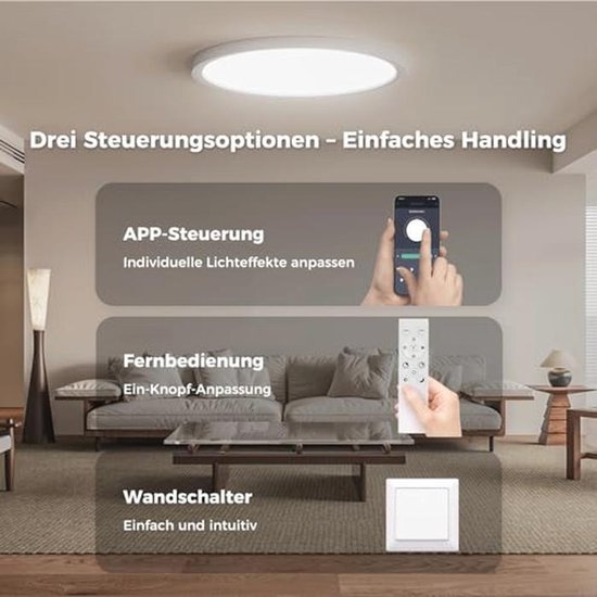 Dimbare LED Plafondlamp 24W met Afstandsbediening en Nachtlampfunctie van Merkloos — afbeelding 2