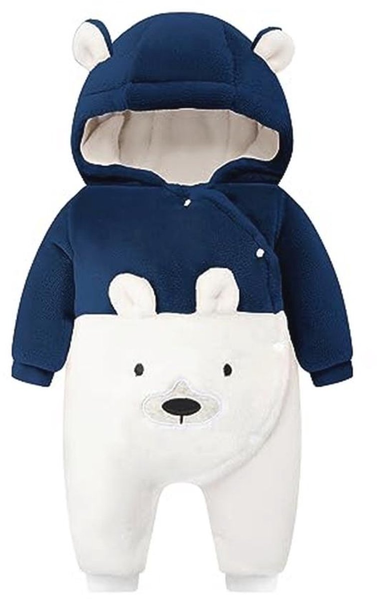 Winterbabyoverall voor jongens en meisjes - Flanellen sneeuwpak - Jumpsuit voor 6-9 maanden