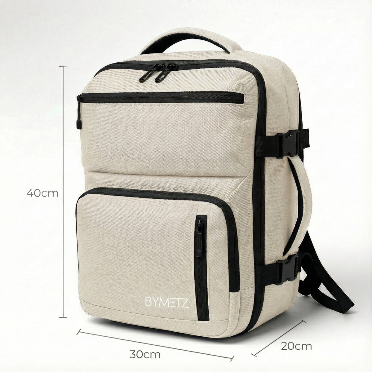 ByMetz 40x30x20 Handbagage Rugzak - Underseater - Laptopvak 15,6 - Beige