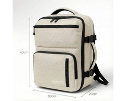 ByMetz 40x30x20 Handbagage Rugzak - Underseater - Laptopvak 15,6 - Beige