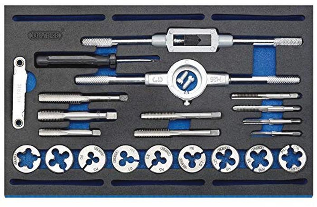 Combinatie Tap en Die Set Metrisch en BSP - 22 Stuks in EVA Foam Tray