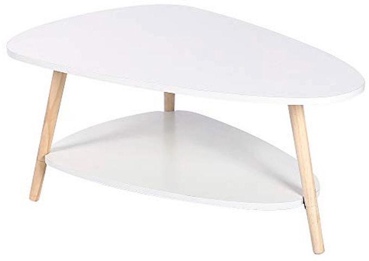 Moderne ovale salontafel met houten poten - Minimalistisch design en opslagfunctie - 90 x 60 x 40 cm