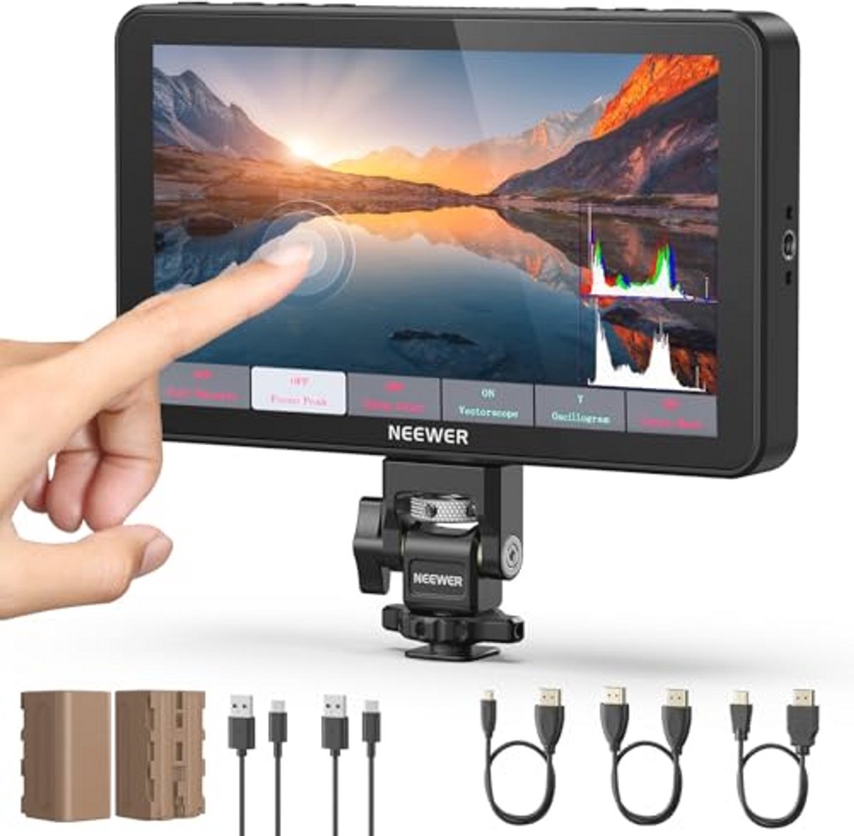 7 Inch Camera Field Monitor met 2000 nit HD Touchscreen en HDMI In/Out