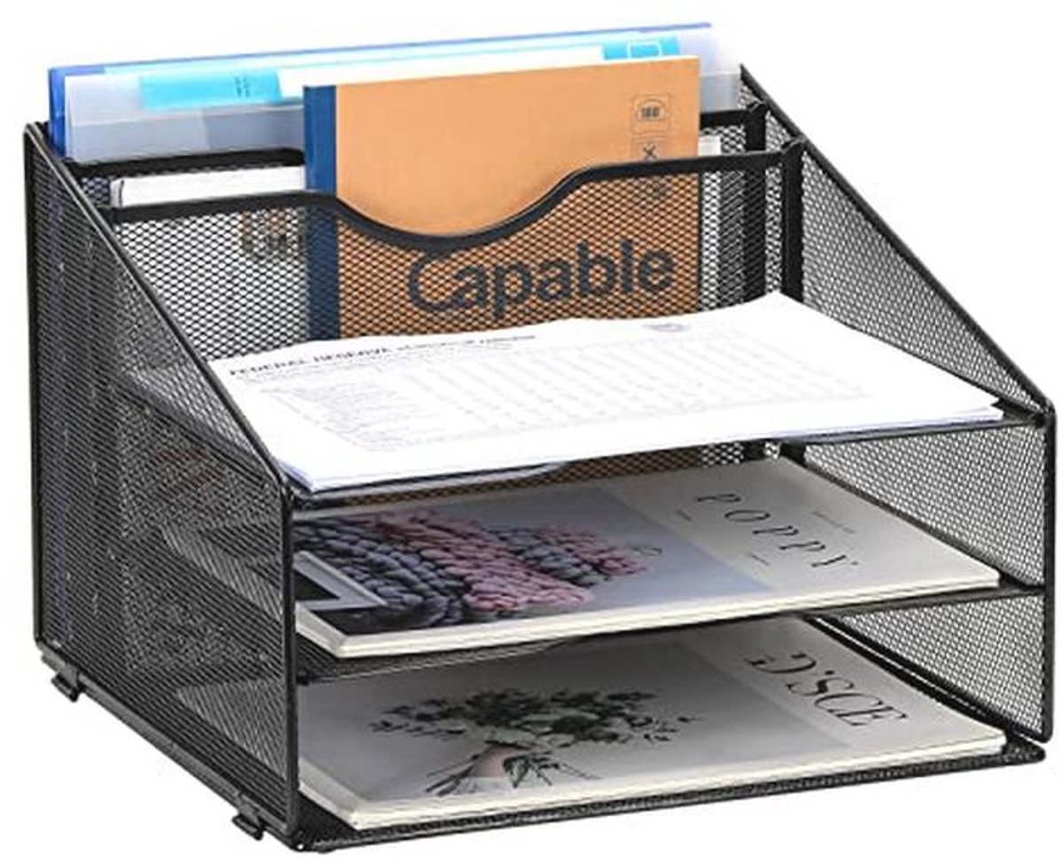 3-laags A4 bureaumateriaal organizer - zwart