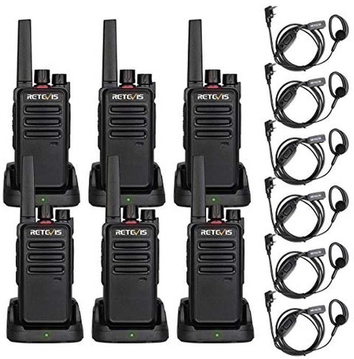 Draagbare 2-Weg Walkie Talkie met Headset - Licentievrij en Oplaadbaar - Voor Veiligheid, Restaurant en Hotel - 6 Stuks
