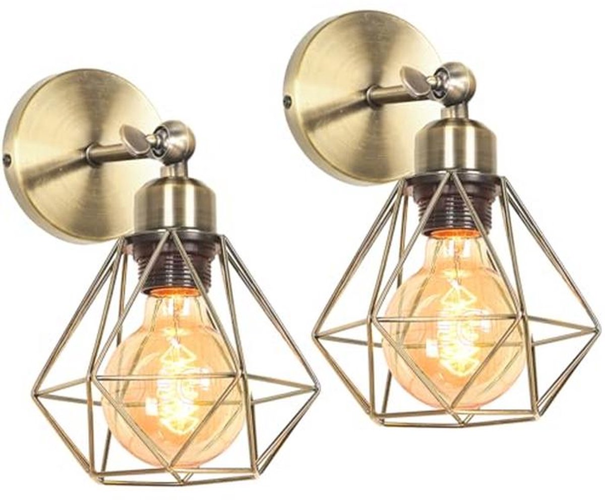 Set van 2 industriele wandlampen met verstelbaar kooidesign voor binnen
