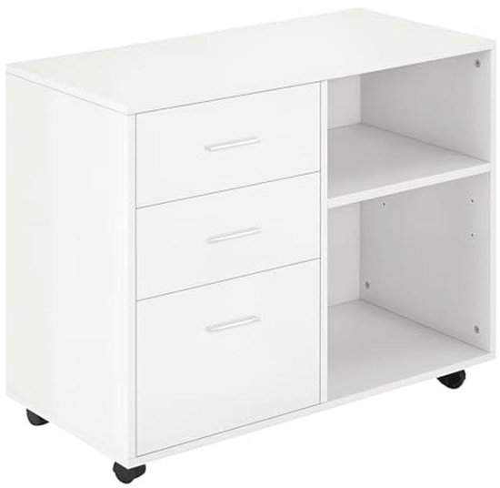 HOMCOM Vrijstaande printer Stand Unit Kantoor Bureau Side Mobiele