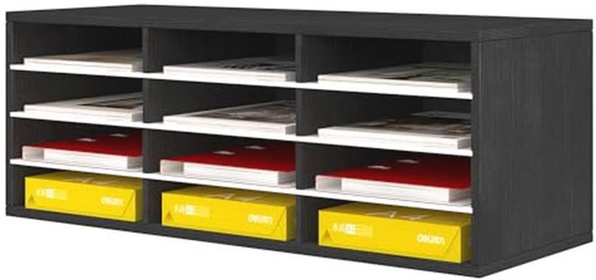 Papierorganizer met 12 vakken - Stevige bureaubladorganizer voor een opgeruimde werkplek