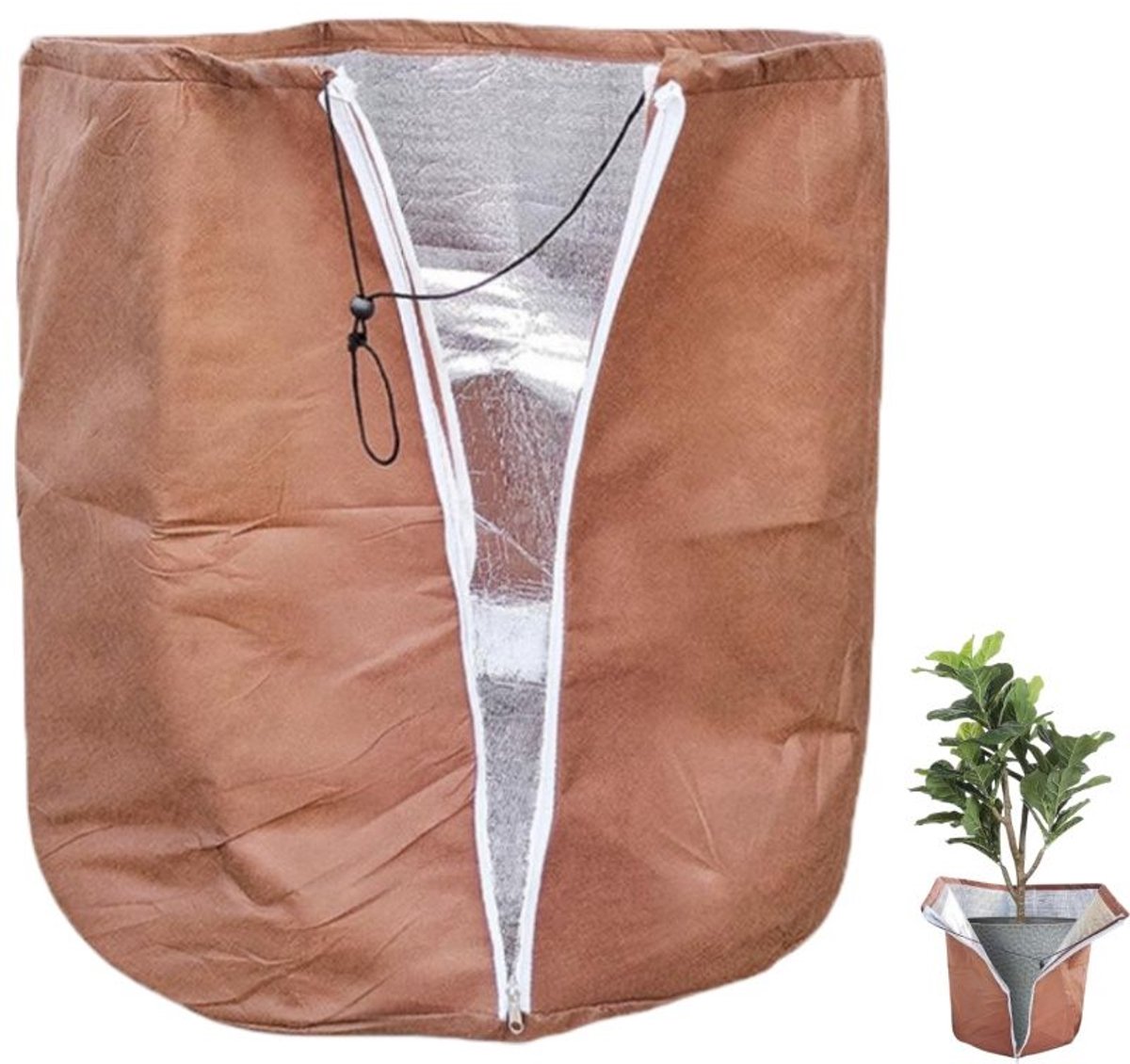 Winterbloempotbeschermingszak-plantenbeschermer-isolatiezak voor potplanten-Isolatiehoes-Bloempot-isolatiezak-Geschikt voor winterpotplanten ter bescherming tegen vorst-Bruin-45*50cm