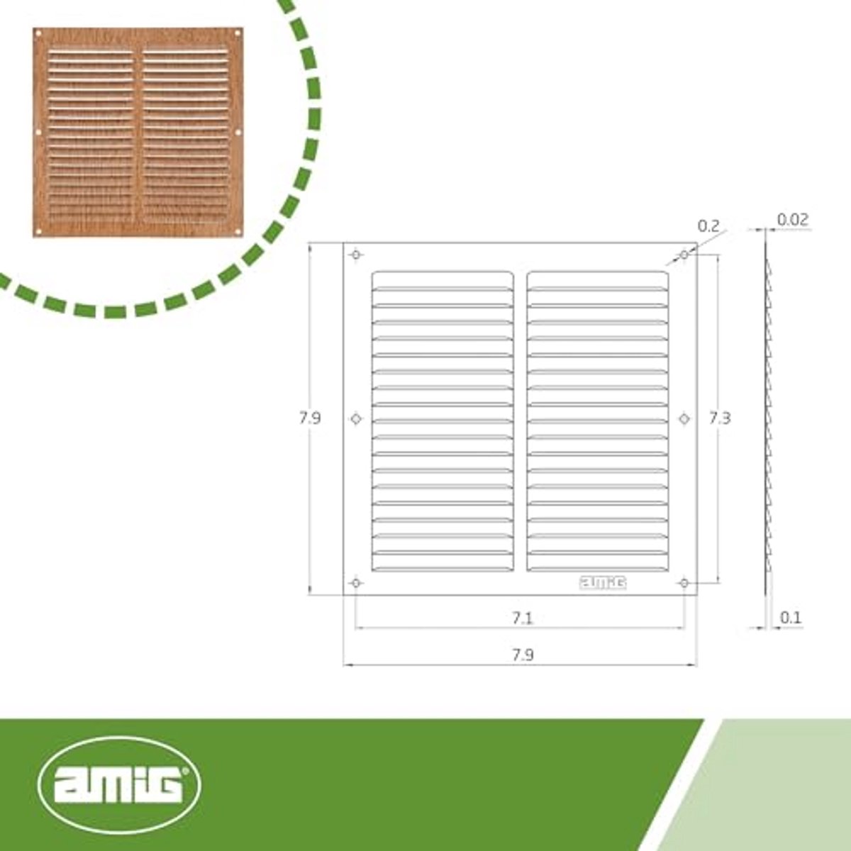 Vierkant Aluminium Ventilatierooster voor Keuken en Badkamer - 200 x 200 mm