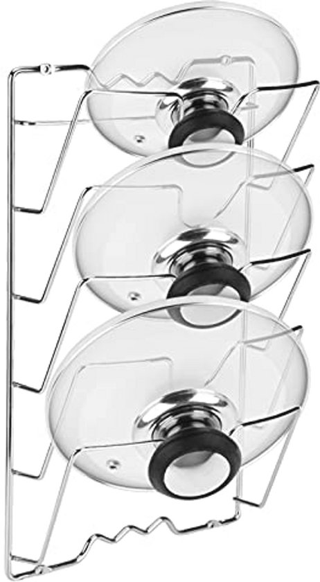 Lot De 2 Range-couvercles Durmmur - 6 Niveaux - Fixation Murale - Noir - Neuf