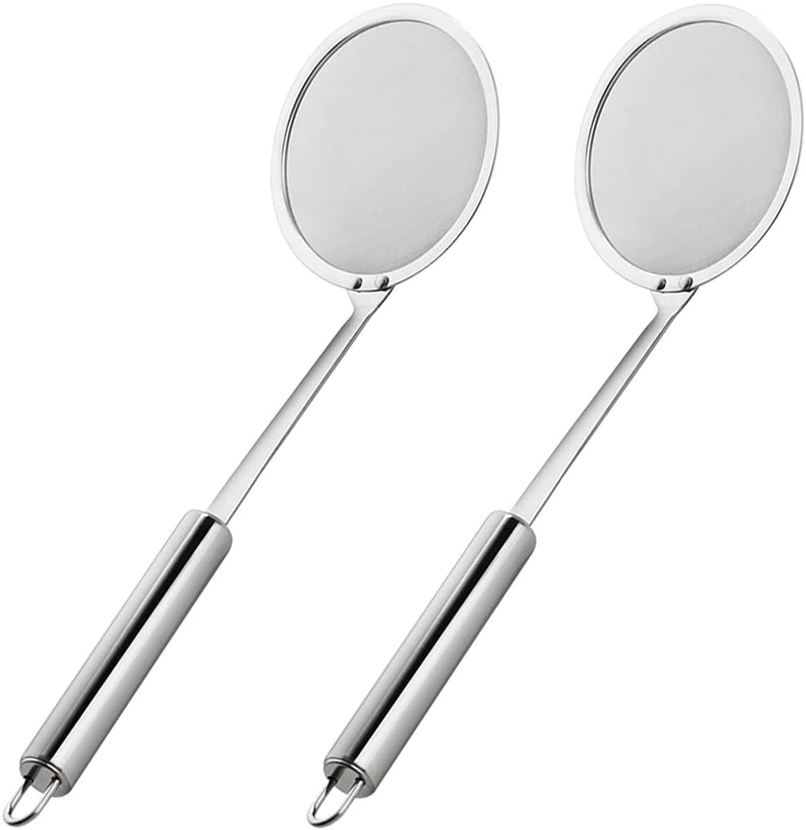 Daity 2-pack - Hot Pot-schuimlepel - fijne zeef van roestvrij staal 304 - lange steel - kleine fijne zeef voor voedselschuim - geschikt voor koken - frituren - afschuimen van olie en schuim (32 cm)