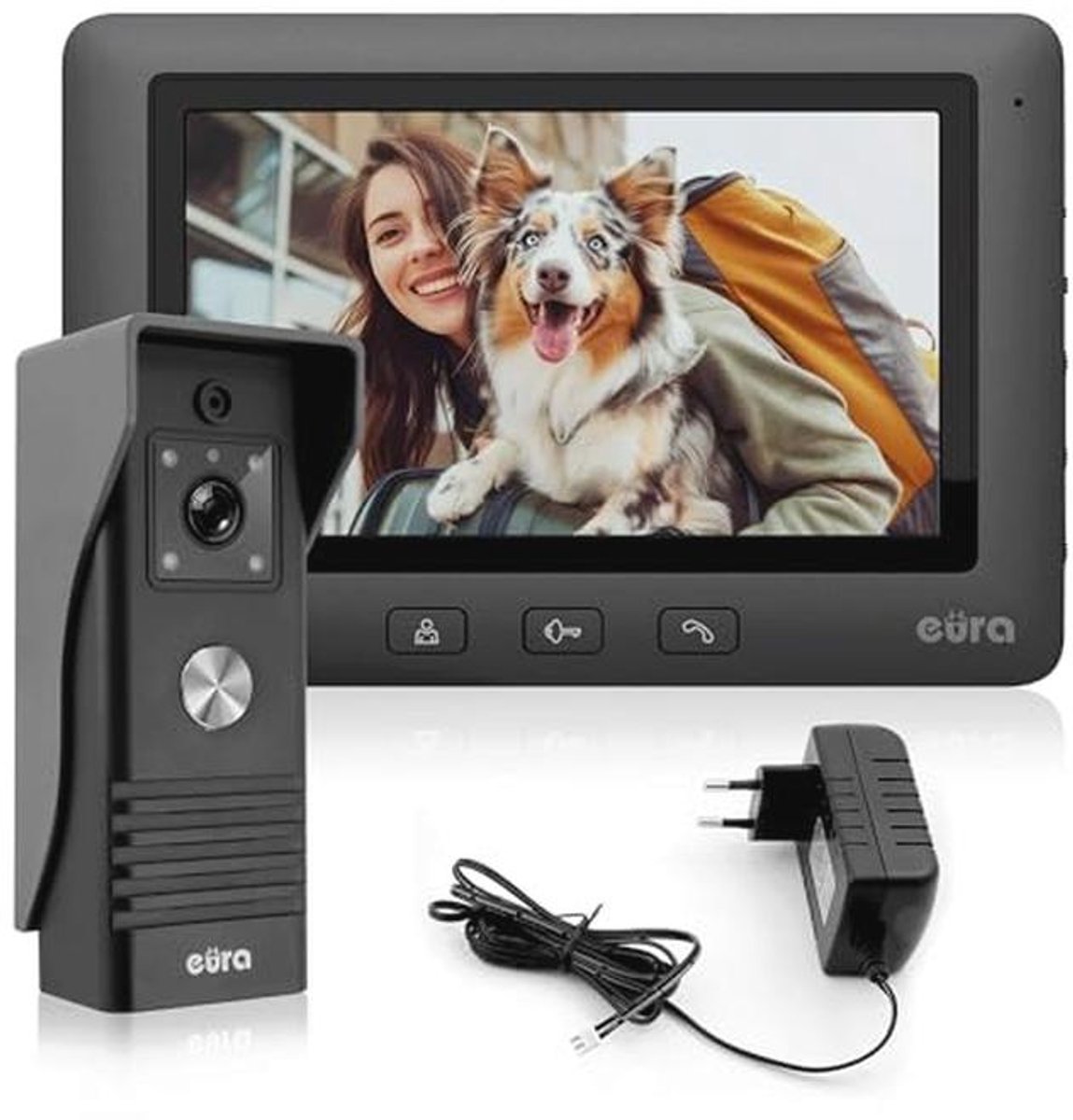 Video-deurintercom 4-draads intercomsysteem met 7-inch kleurenmonitor