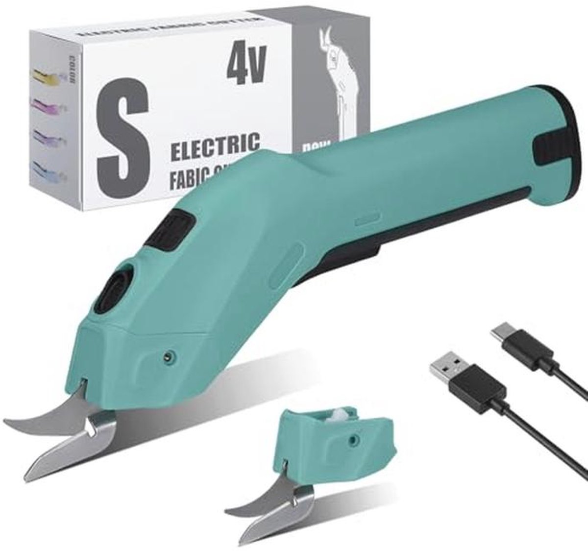 Draadloze Elektrische Schaar 2500mAh - Oplaadbare Doossnijder met 2 Snijmessen voor Snijden van Stoffen, Tapijten en Leervilt