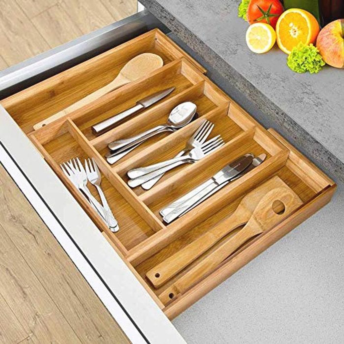 Bestendige Bamboo Lade Organizer voor Bestek