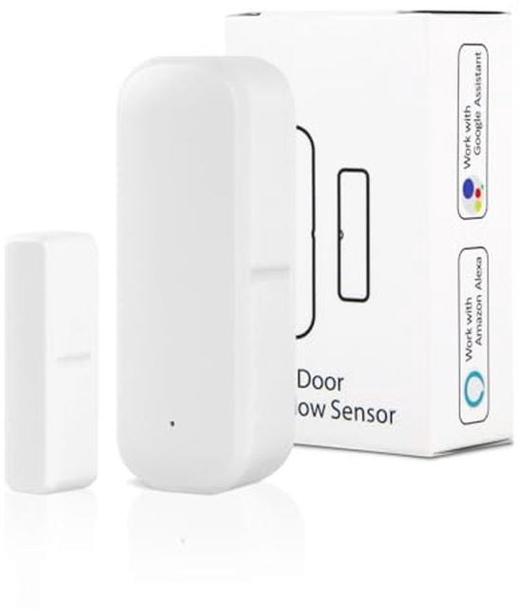Slimme magnetische deursensor met wifi - Inbraakalarm voor deur en venster - Ondersteuning voor Alexa en Google Assistant - Real-time meldingen