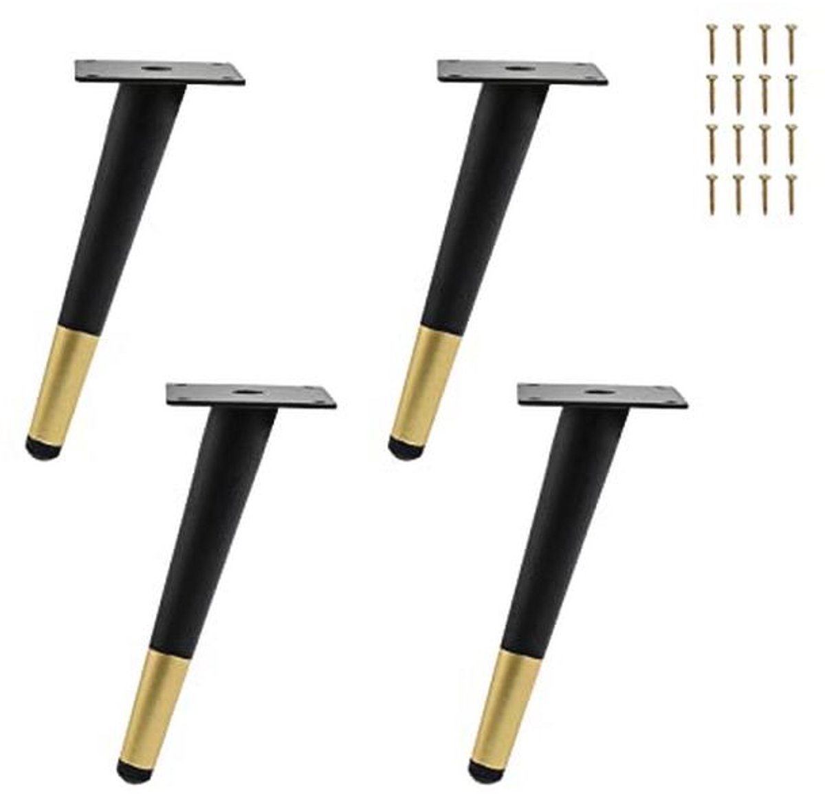 Schuine Tafelpoten voor Meubels - 4 Stuks, 20 cm, Zwart