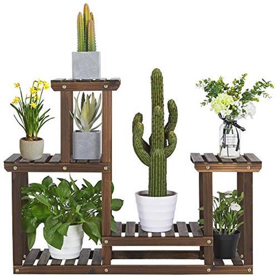 Bloemenstandaard, 8 niveaus, 157 cm, metalen houten plantenrek, voor