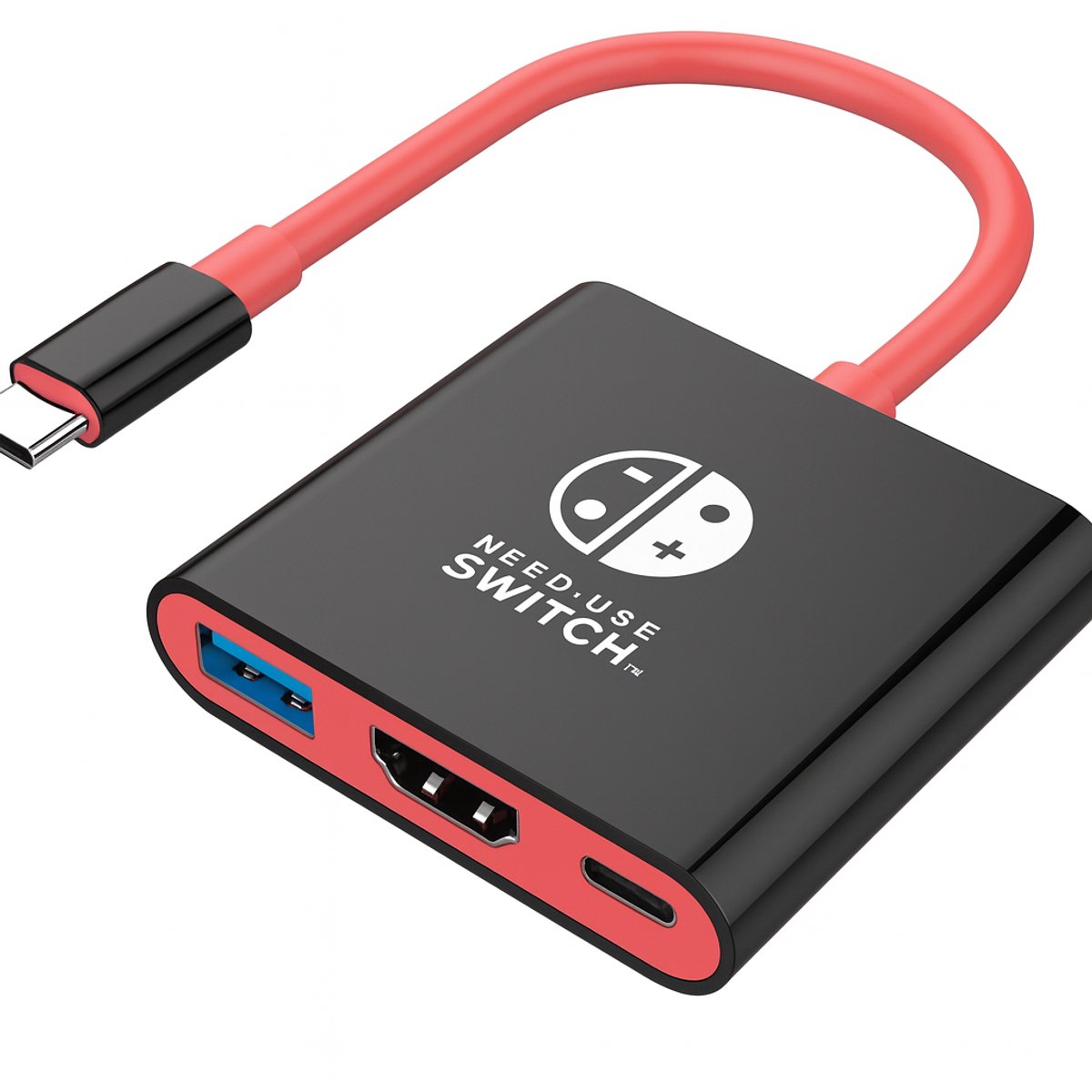 Docking Station, geschikt voor Nintendo Switch, TYPE-C Hub met HDMI en USB 3.0 Perfect voor reizen en gaming Kleur Zwart/Rood