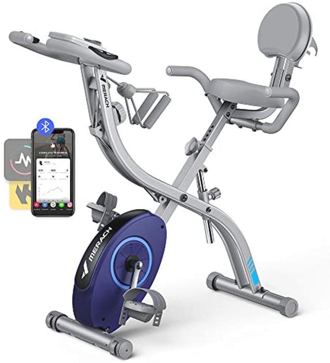 4-in-1 Hometrainer met LCD-monitor en Hartslagmeting - Inklapbare Fitnessfiets voor Thuis