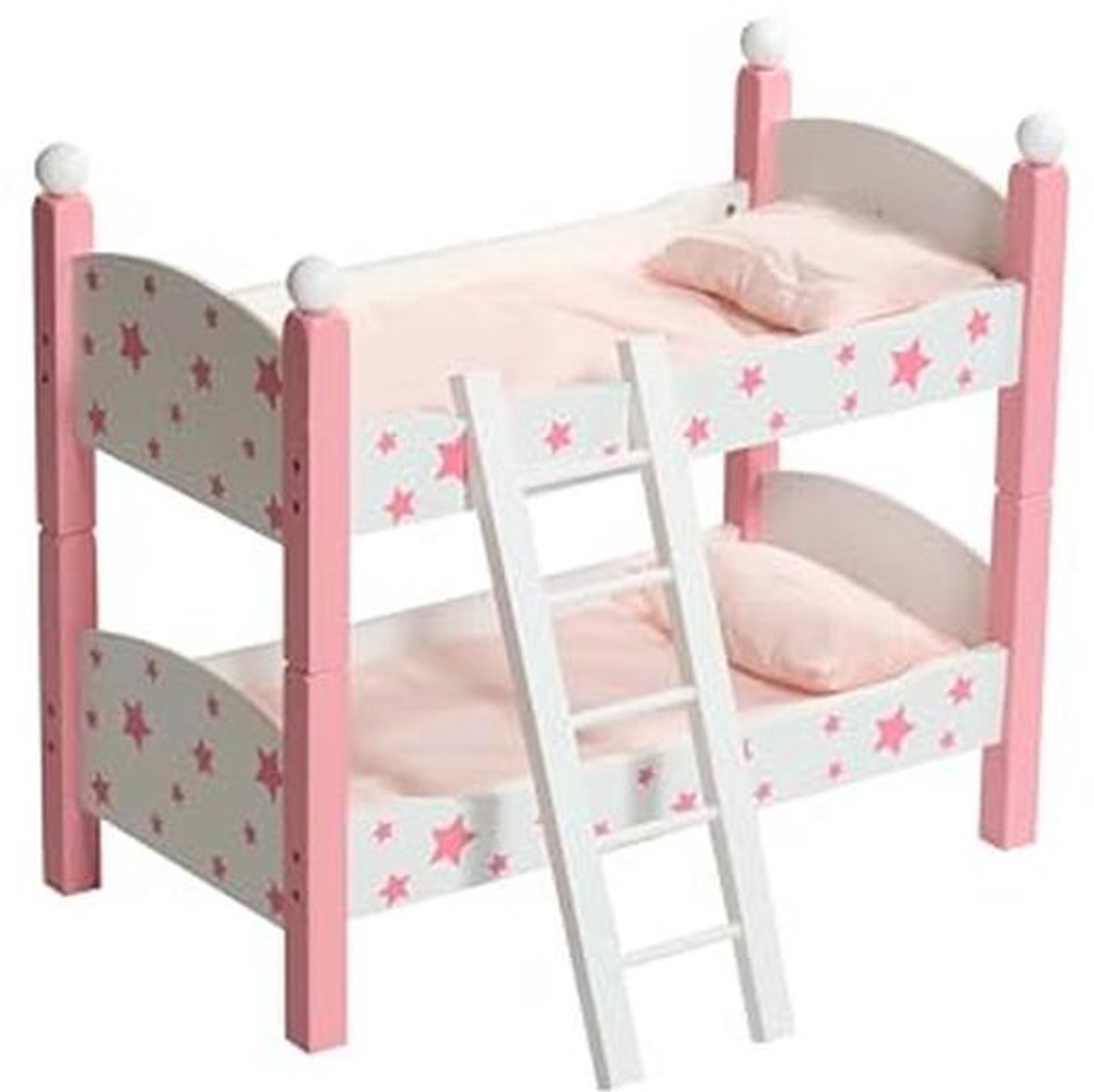 Poppenstapelbed voor Babypoppen tot 48 cm - Roze Sterren Design