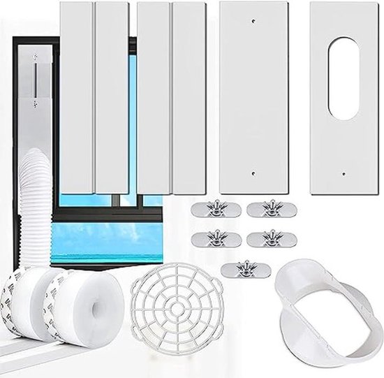 Draagbare airconditioner raamkit verstelbaar 17-60 inch, hittebestendige PVC raamafdichting 5,9 inch slang