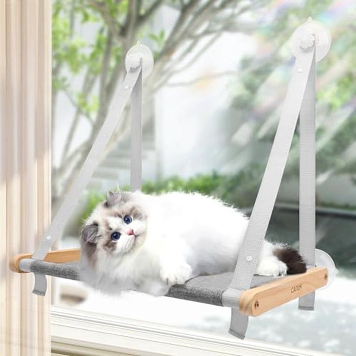 Opvouwbare kattenhangmat tot 20 kg - Sterke suctions, wasbaar en ademend - Ideale vensterbankhouder voor katten