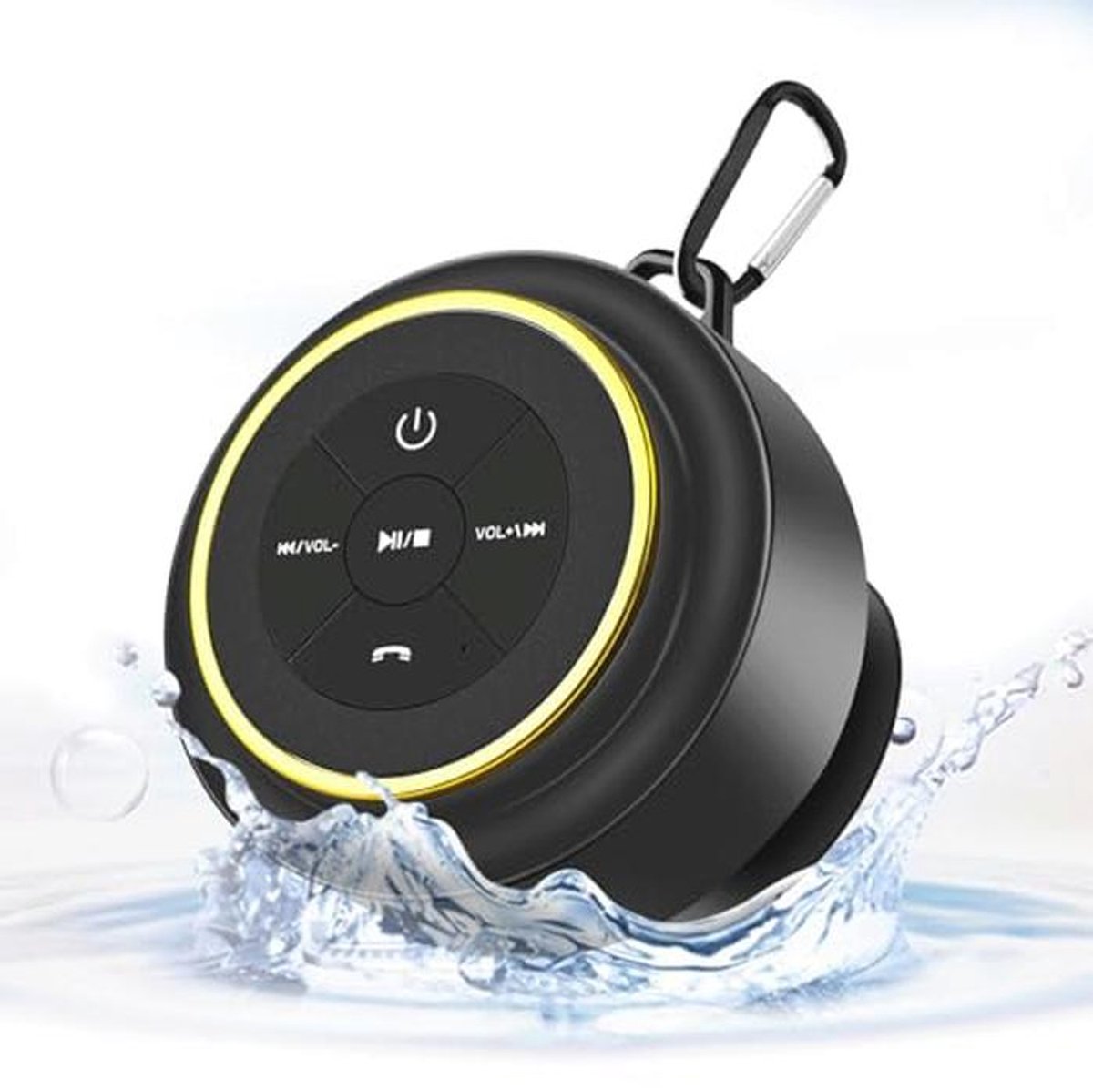 Kebrela Bluetooth doucheluidspreker met karabijnhaak, draagbare bluetooth-luidsprekers met zuignap, IP67 waterdichte draadloze luidspreker met LED-licht, zwevend, voor kamperen, strand, reizen, cadeau