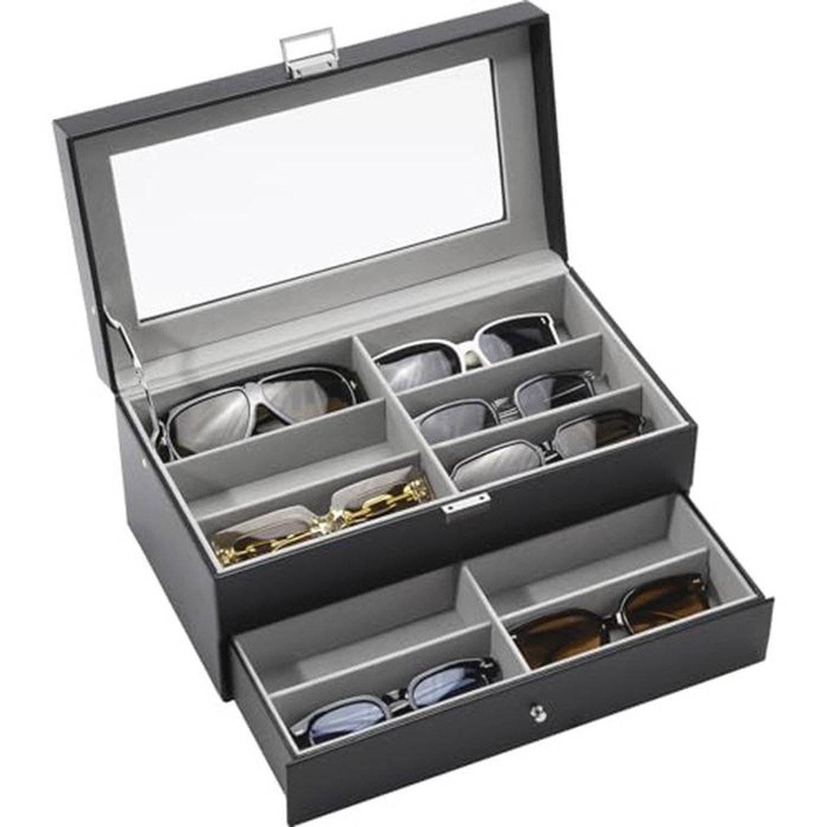 Sunglasses Storage Box with 2 Layers and 12 Compartments