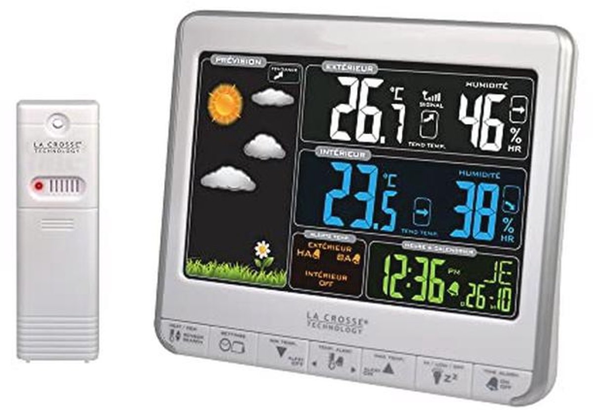 Weerstation met geanimeerd kleurenscherm - zilver en wit