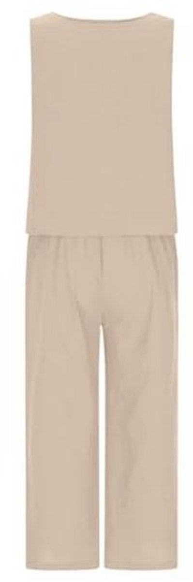 Mouwloze croptop met wijde broek, 2-delige set voor dames, casual loungewear en comfortabele luchthavenoutfit