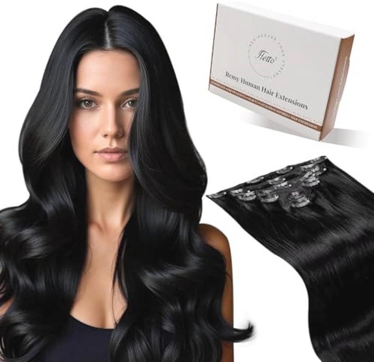 Clip-in Haar Extensions 120g 45 cm Zwart - Natuurlijk en Herbruikbaar