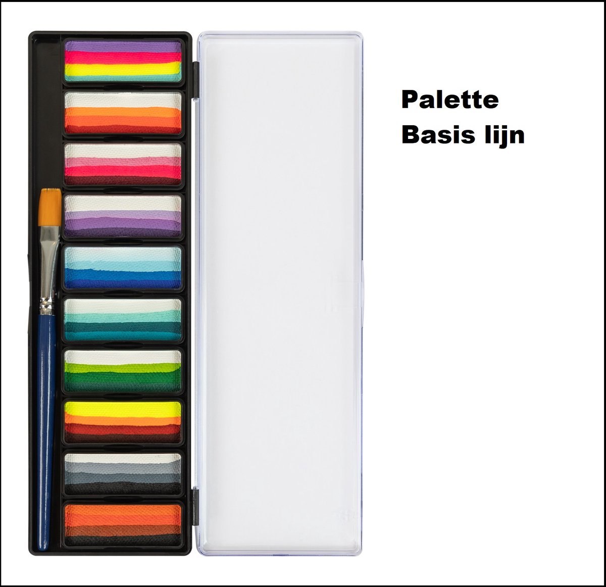 Schmink palette Basis lijn 10 x 10 gram - Splitcake palet - One Stroke - BasicLines - inclusief Penseel