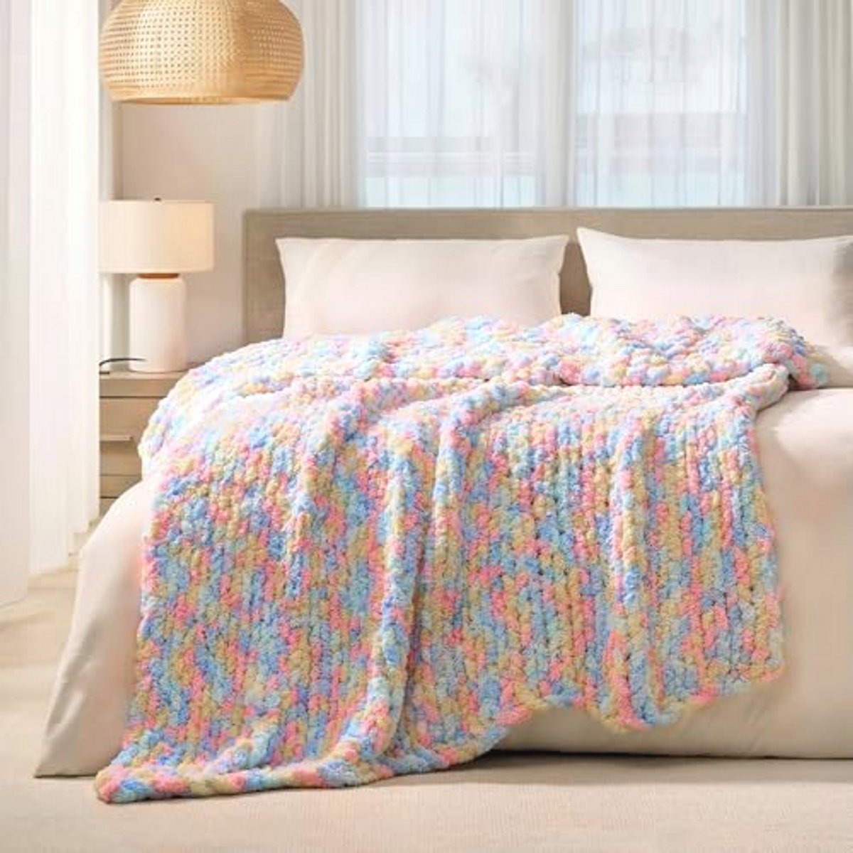 Grof gebreide dekens voor banken en bedden - Handgemaakte chenille dekens voor woondecoratie