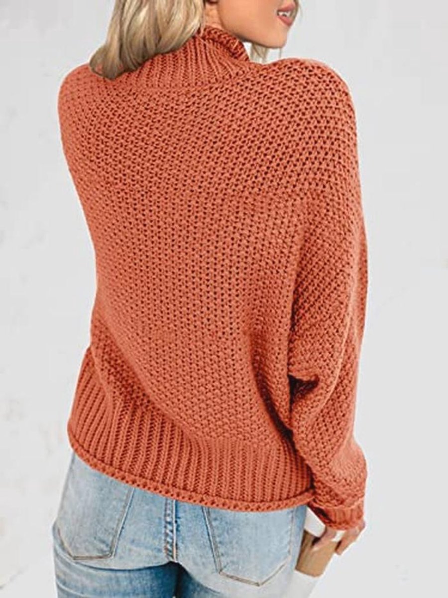 Damestrui Col Oversized Vleermuis Lange Mouwen Losse Grof Gebreide Trui — cadeau in Cadeau-ideeën - foto 3