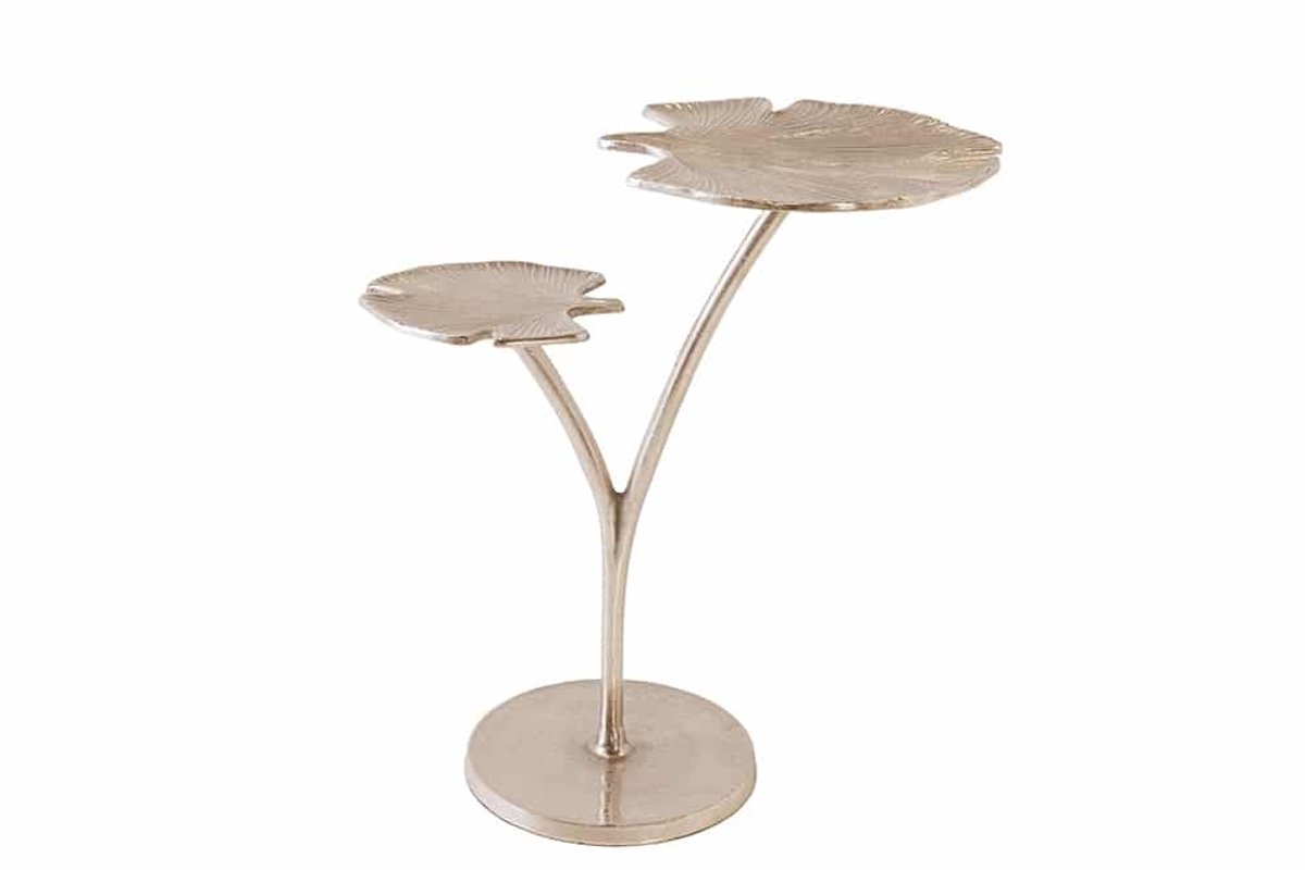 Invicta Interior Decoratieve bijzettafel GINKGO LEAFS 50cm zilver handgemaakt metaal - 41788 Zie omschrijving