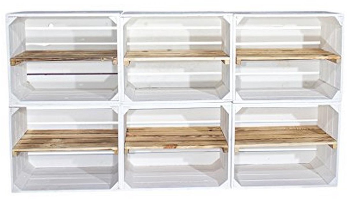 Set van 6 houten gevlamde kisten voor multifunctioneel gebruik in huis