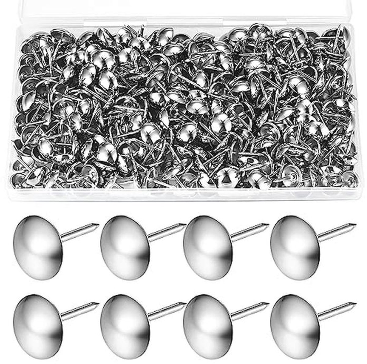 320 stuks beklede spijkers, zachte spijkers, vintage meubelnagels, voor meubels, fauteuil, bed, nagels, decoratieve nagels, 11 x 17 mm (zilver)