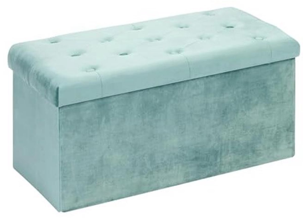 Fluwelen Opbergdoos en Zitsteun - Multifunctionele Opvouwbare Poef met Ruimte voor Boekent en Speelgoed - Groen 80x40x40 cm