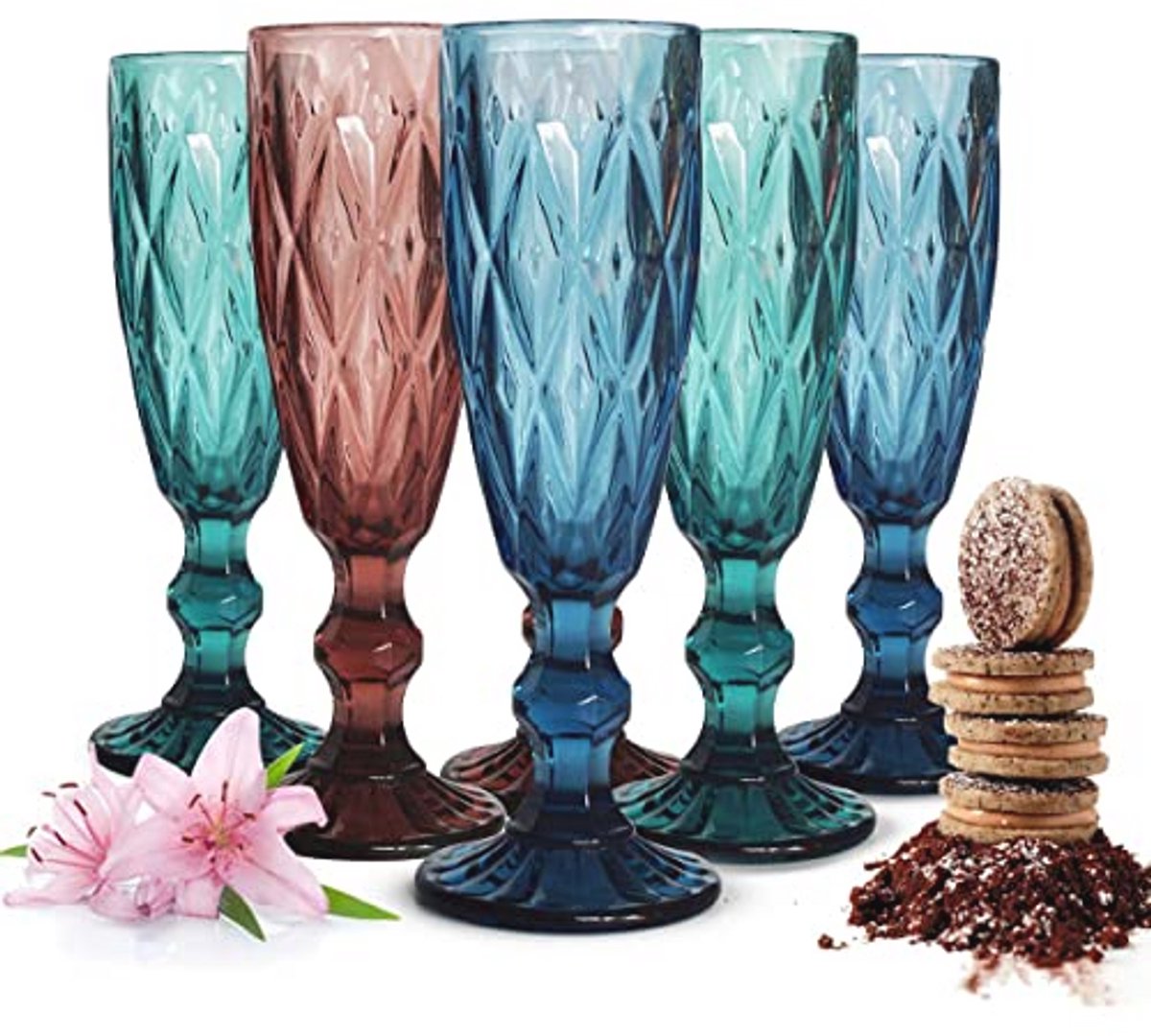 Kleurrijke Champagneglazen Set van 6 - 150 ml, Perfect voor Prosecco en Wijn