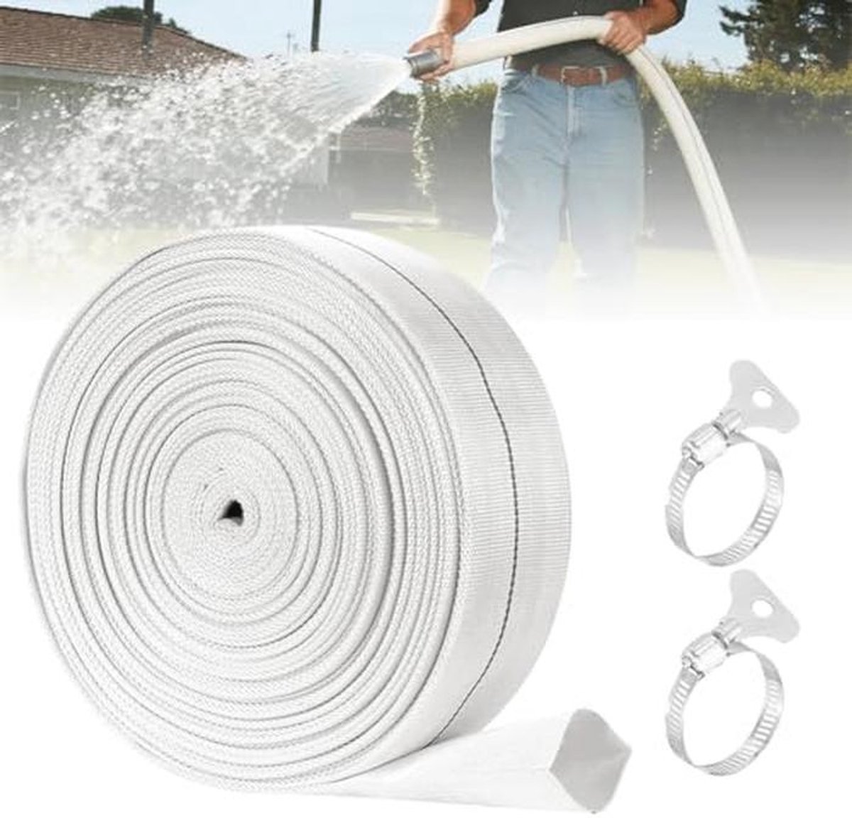Geweven slangset 1 1/4 inch platte slang 10 m industriele slang accessoires irrigatieslang