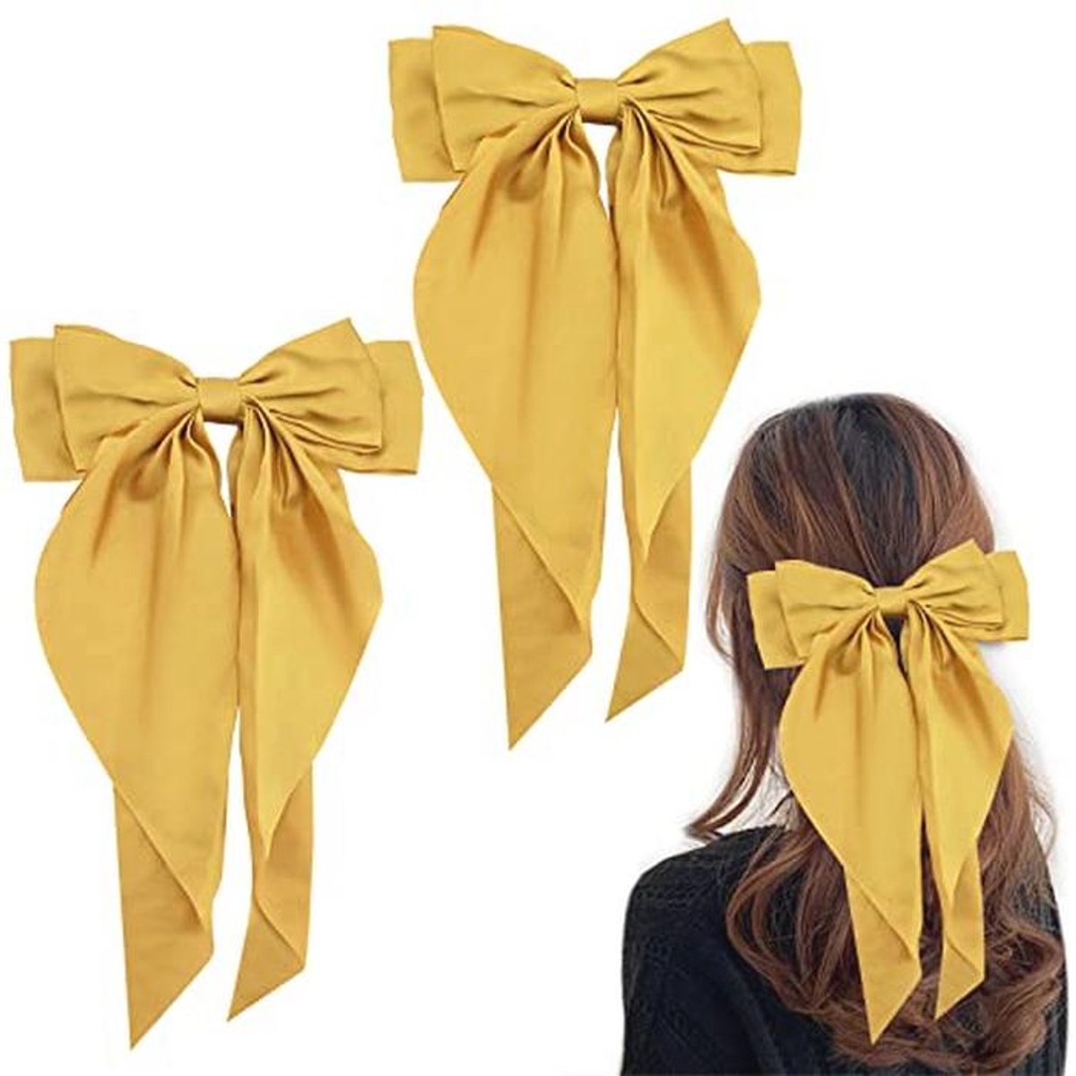Grote strik haarclips set van 2 - Franse haaraccessoires in verschillende kleuren