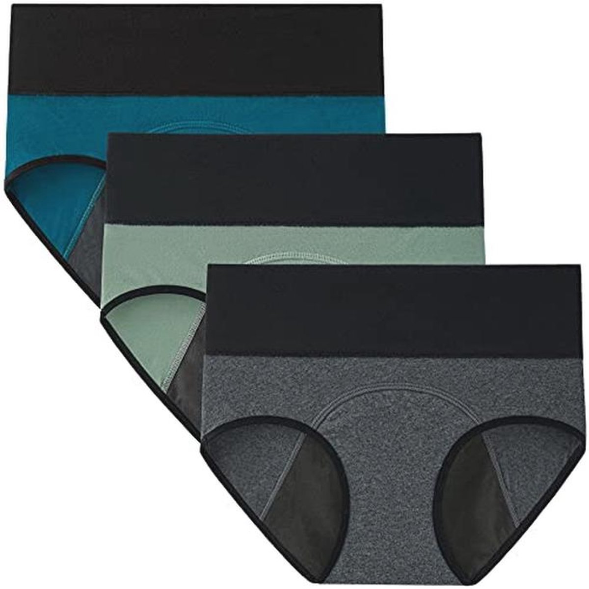 Hoog Taille Menstruatieondergoed - Licht Bloedend - Lekvrij Katoen 3-Pack