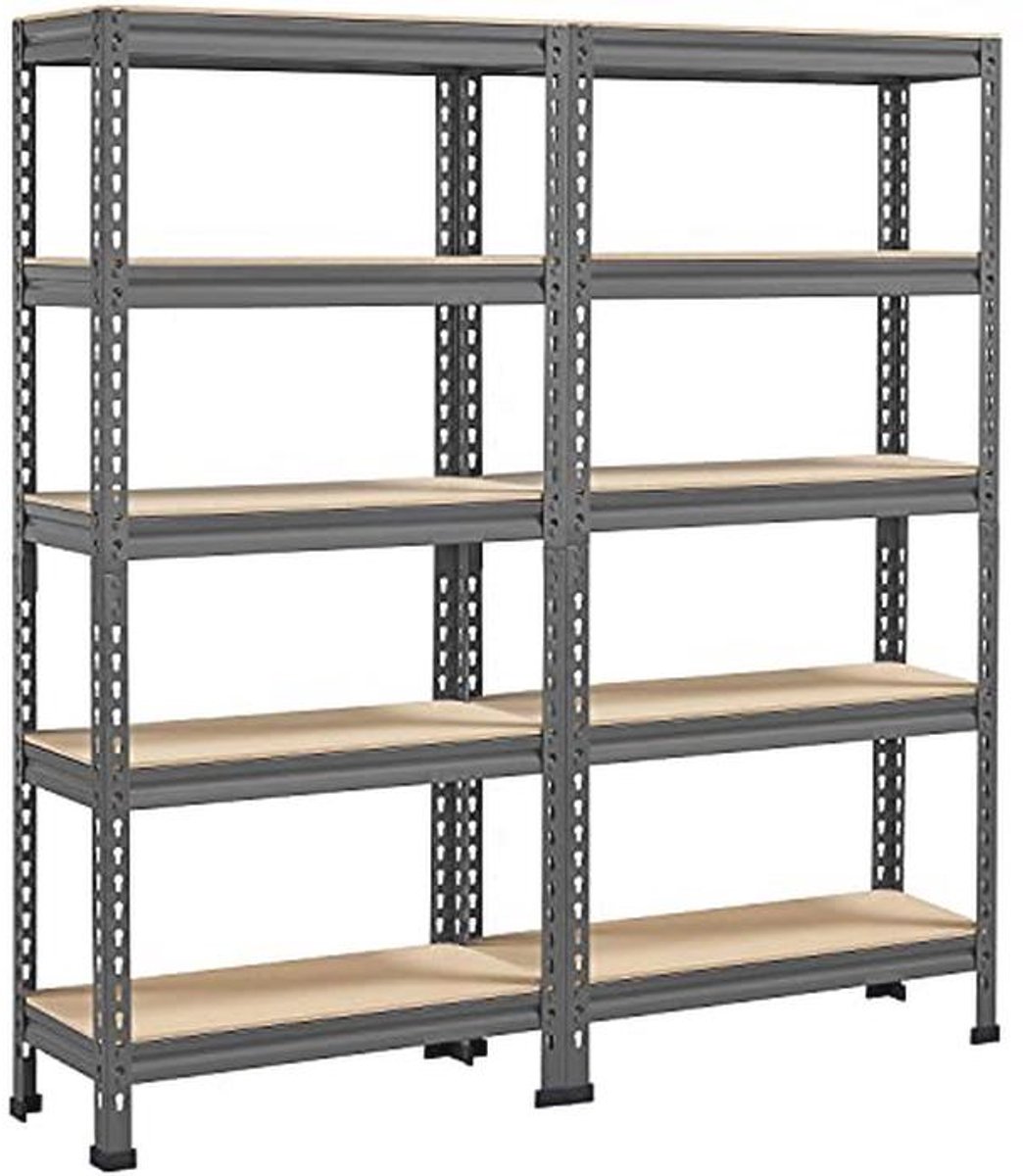 Hoekplanken met Metalen Opbergrekken voor Zware Lasten - 1500 kg Belastbaar - Kelderrek en Steekrek 140 x 30 x 150 cm - Donkergrijs
