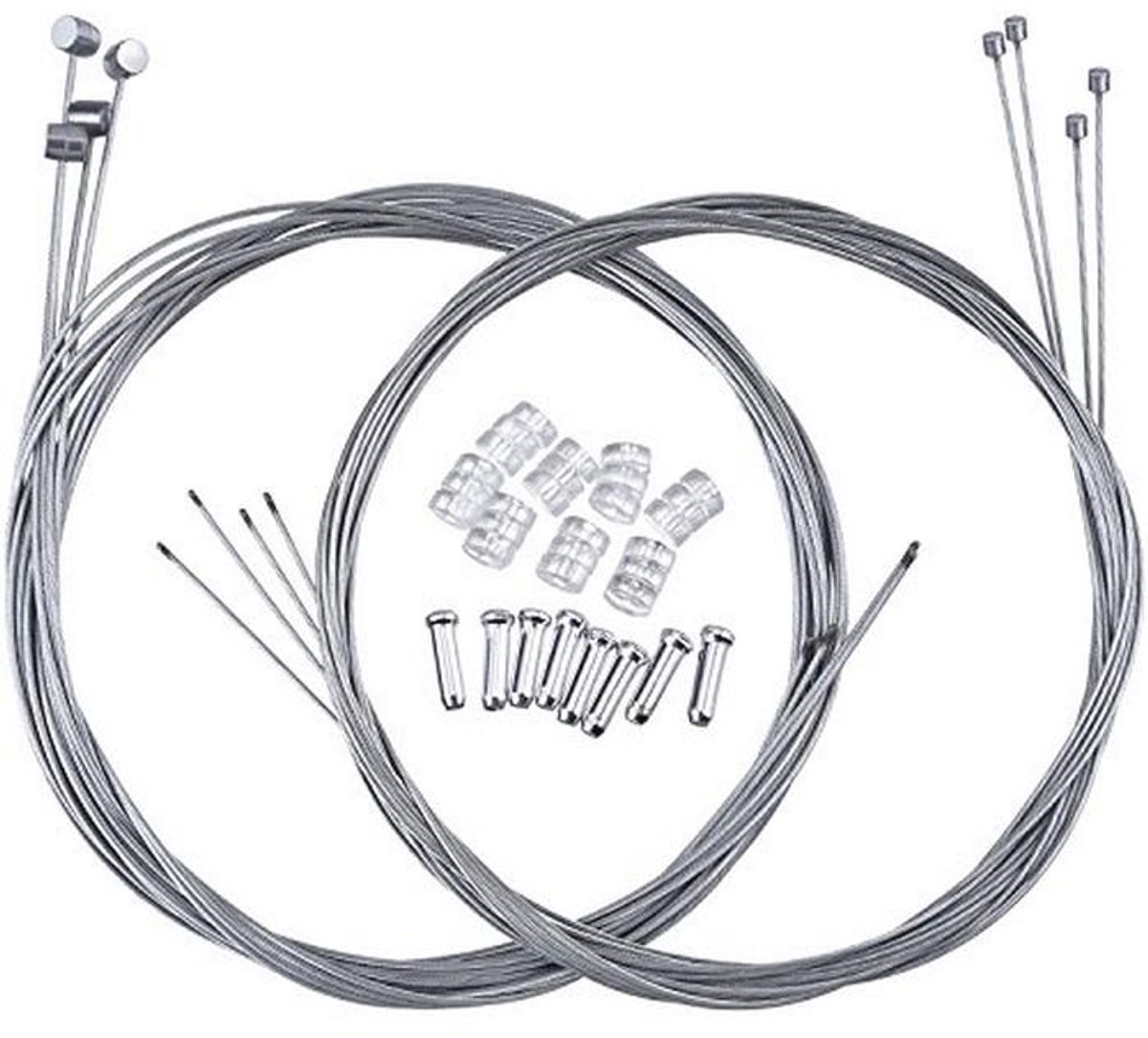 Set van 2 mountainbike remkabels en transmissiekabels met complete accessoires
