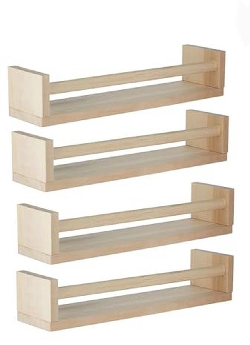 Kruidenrek Set van 4 van Massief Hout voor Muurmontage