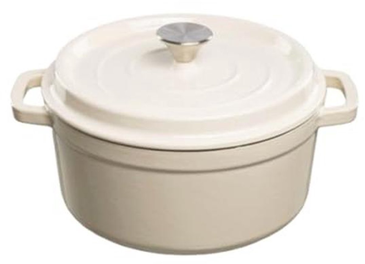 Geëmailleerde gietijzeren braadpan 3,5 liter - Wit